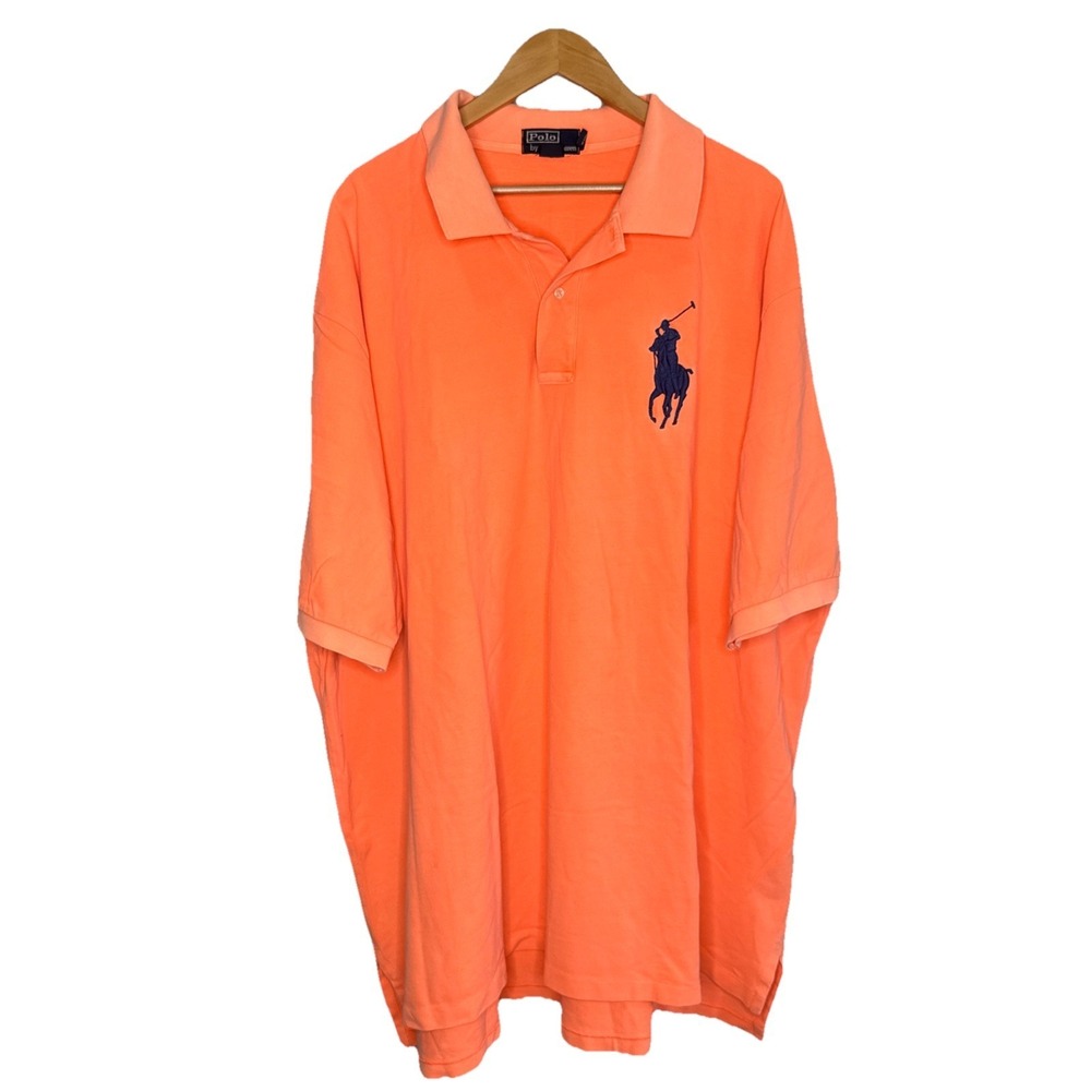 Polo By Ralph Lauren VTG Men's Pink Salmon Casual Big Pony Polo Shirt Size 4XLT